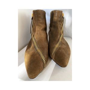 Giuseppe Zanotti green booties gold zipper sz 41